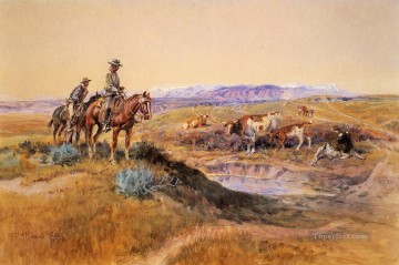 Trabajó sobre el vaquero Charles Marion Russell Indiana Pinturas al óleo